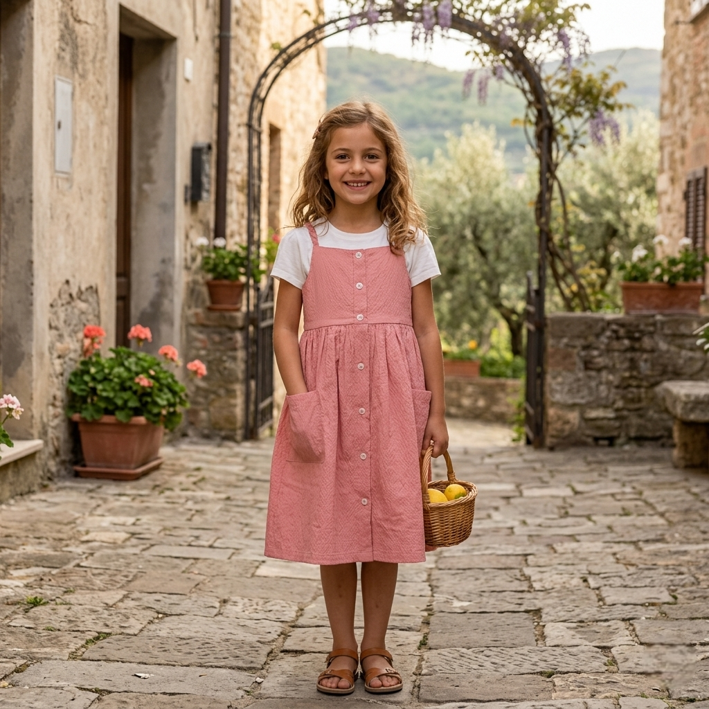 Kid Girls Pinafore Dress With Inner T-Shirt(2pcs set)