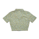 Kid Girls Half Sleeve Green Cropped  Top