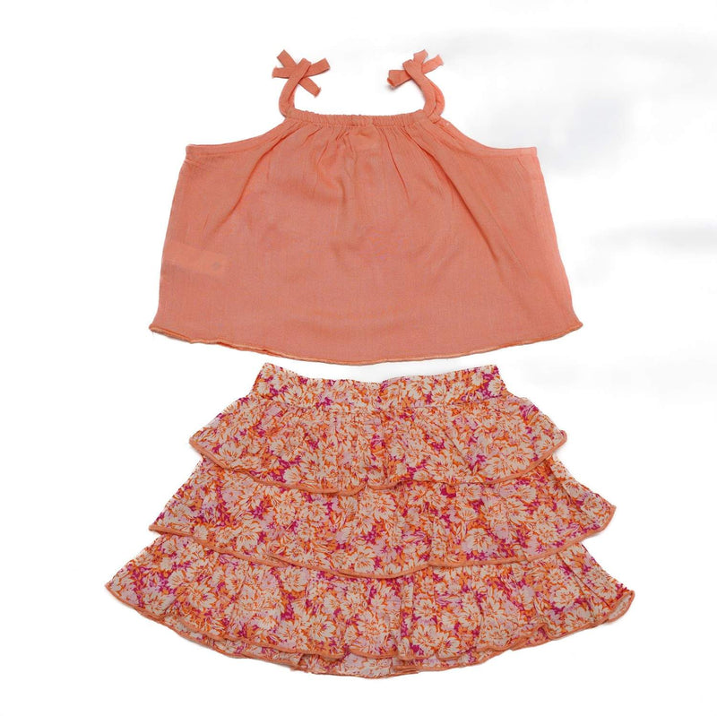 Baby Girls Spaghetti Sleeveless Top & Layered Skirt