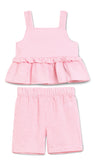 Baby Girls Pink Gingham Checks Spaghetti Tank Top With Shorts 2pcs Set