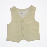 Baby Boys Collar Neck Roll Up Sleeve Shirt with Bow Tie, Waist Coat And Pant Set(4pcs pack)