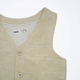 Baby Boys Collar Neck Roll Up Sleeve Shirt with Bow Tie, Waist Coat And Pant Set(4pcs pack)