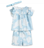 Baby Girls Set Half Sleeve Top with Shorts and Head Band (3Pcs Set)