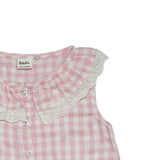 Baby Girls Gingham Checks Top & Shorts Co-ord Set with Headband(3pcs set)