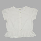 Kid Girls Peplum Hem Puff Sleeve Top