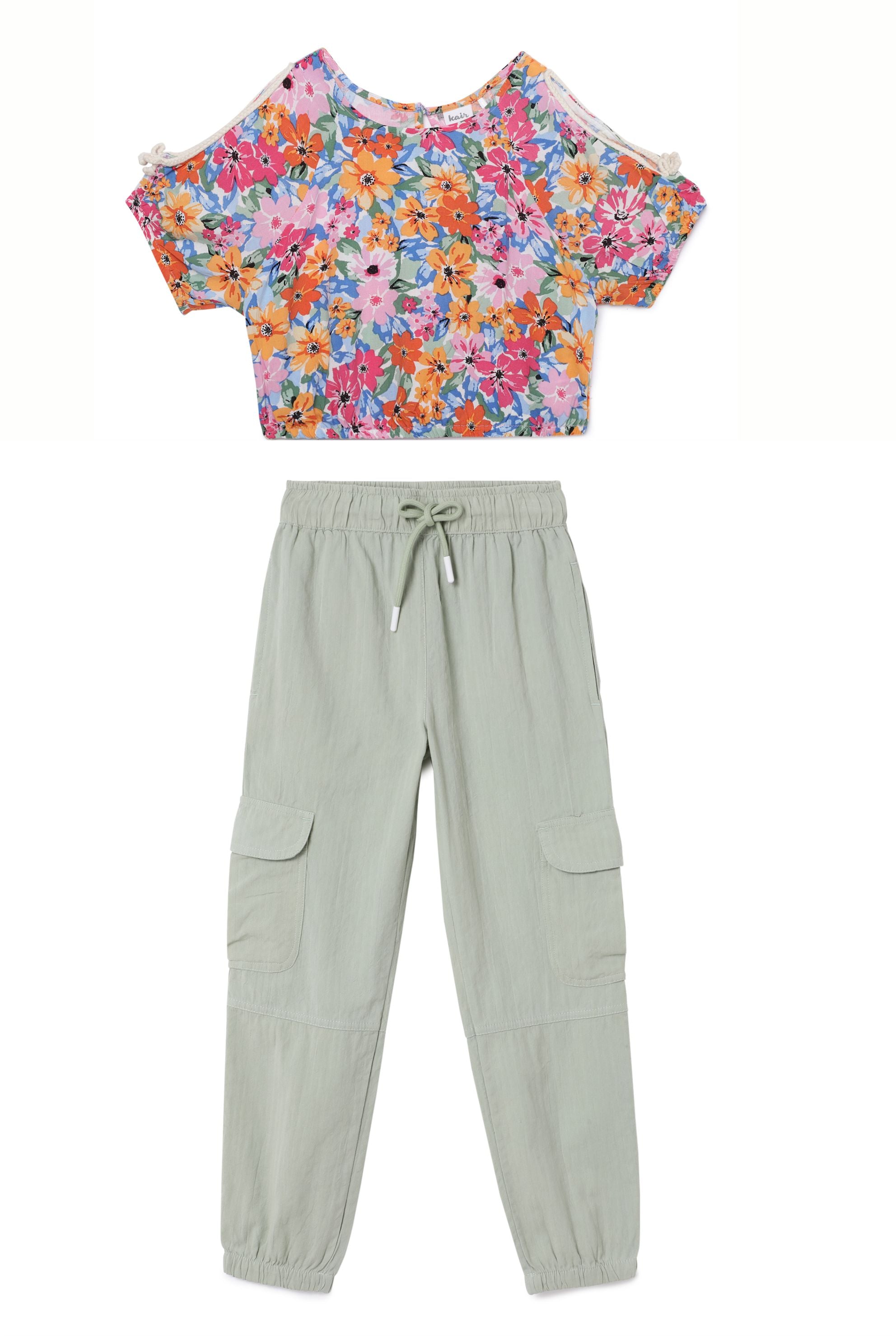 Mareya Trade - Fashion girls cargo pants 2020 kids clothing girls 8 to 12  spring kids loose cotton solid color pocket pants 3-12yrs