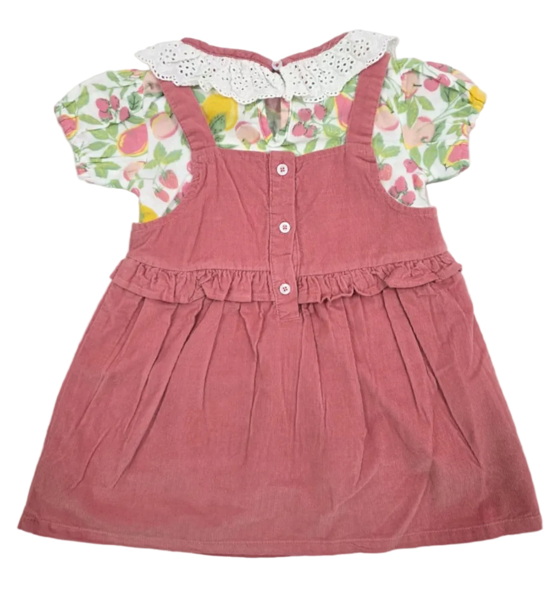 Girl Baby Inner Baby Girls Pinafore Dress & Puff Sleeve Inner Top With Head Band (3pcs