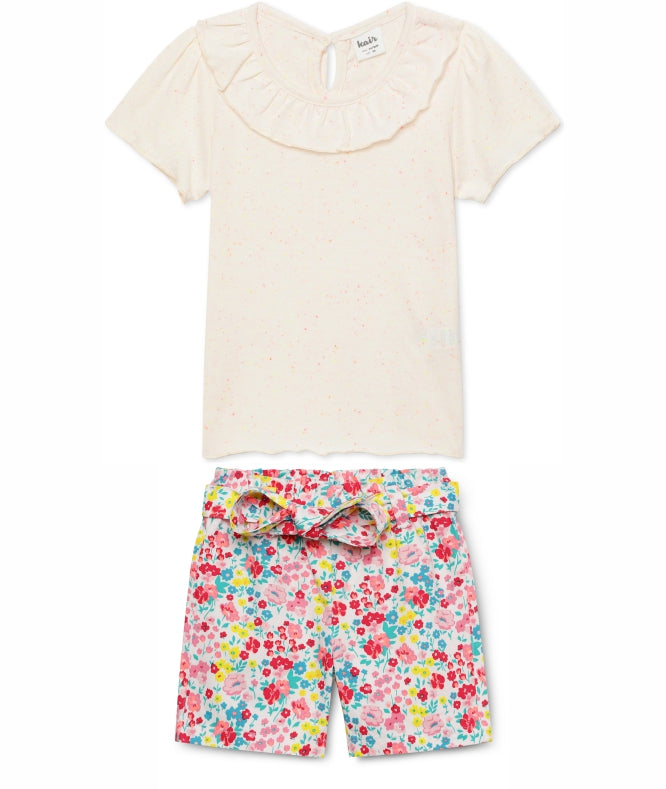 Baby Girls Self Tie Up Waist Printed Shorts