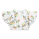 Kid Girls V Neck Flutter Sleeve Cropped Top