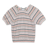 Kid Girls  Multi Striped Raglan Half Sleeve Knit Top