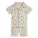 Baby Boys Safari Collar Neck Shirt With Shorts(2pcs Co-ord Set)