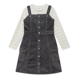 Kid Girls Pinafore Dress With Full Sleeve T-Shirt (2Pcs Set)