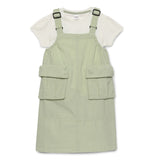 Kid Girls 2Pcs set Pinafore Dress With Inner T-Shirt