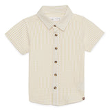 Baby Boys Collar Neck Half Sleeve Textured Striped Shirt