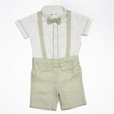 Baby Boys Shirt With Suspender Shorts and Bow Tie(3pcs set)