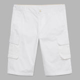 Kid Boys Solid Twill White Cargo Bermuda