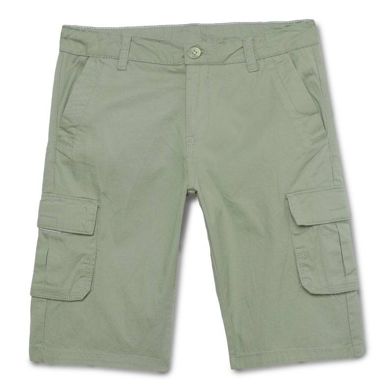 Kid Boys Solid Twill Olive Cargo Bermuda