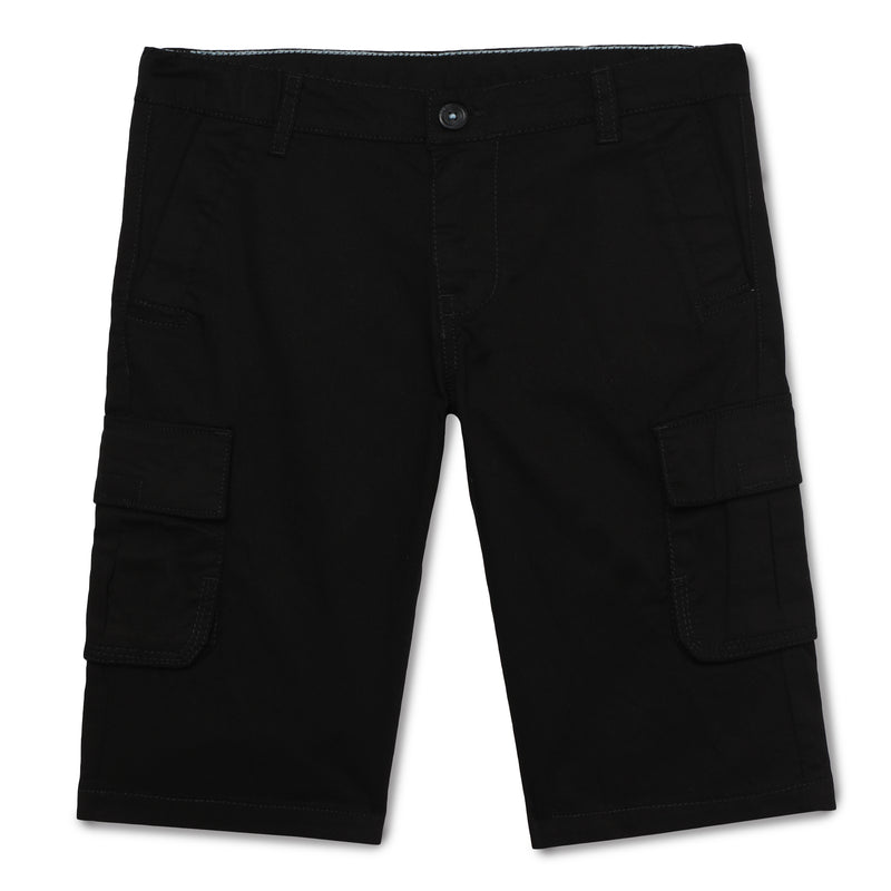 Kid Boys Solid Twill Black Cargo Bermuda