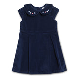 Baby Girls Peter Pan Collar Neck Cap Sleeve Corduroy Dress
