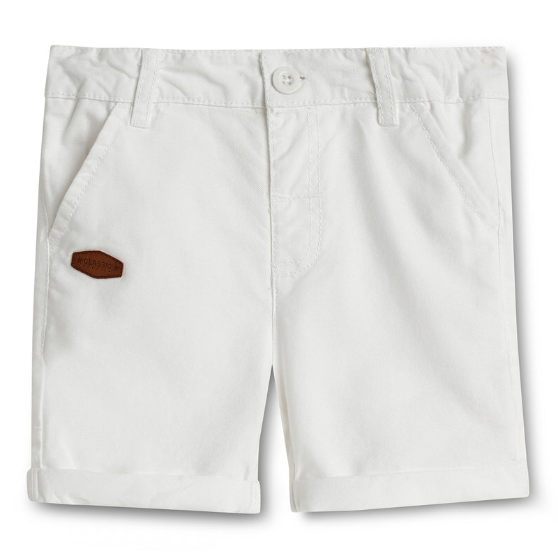 Baby Boys Solid White Oxford Shorts