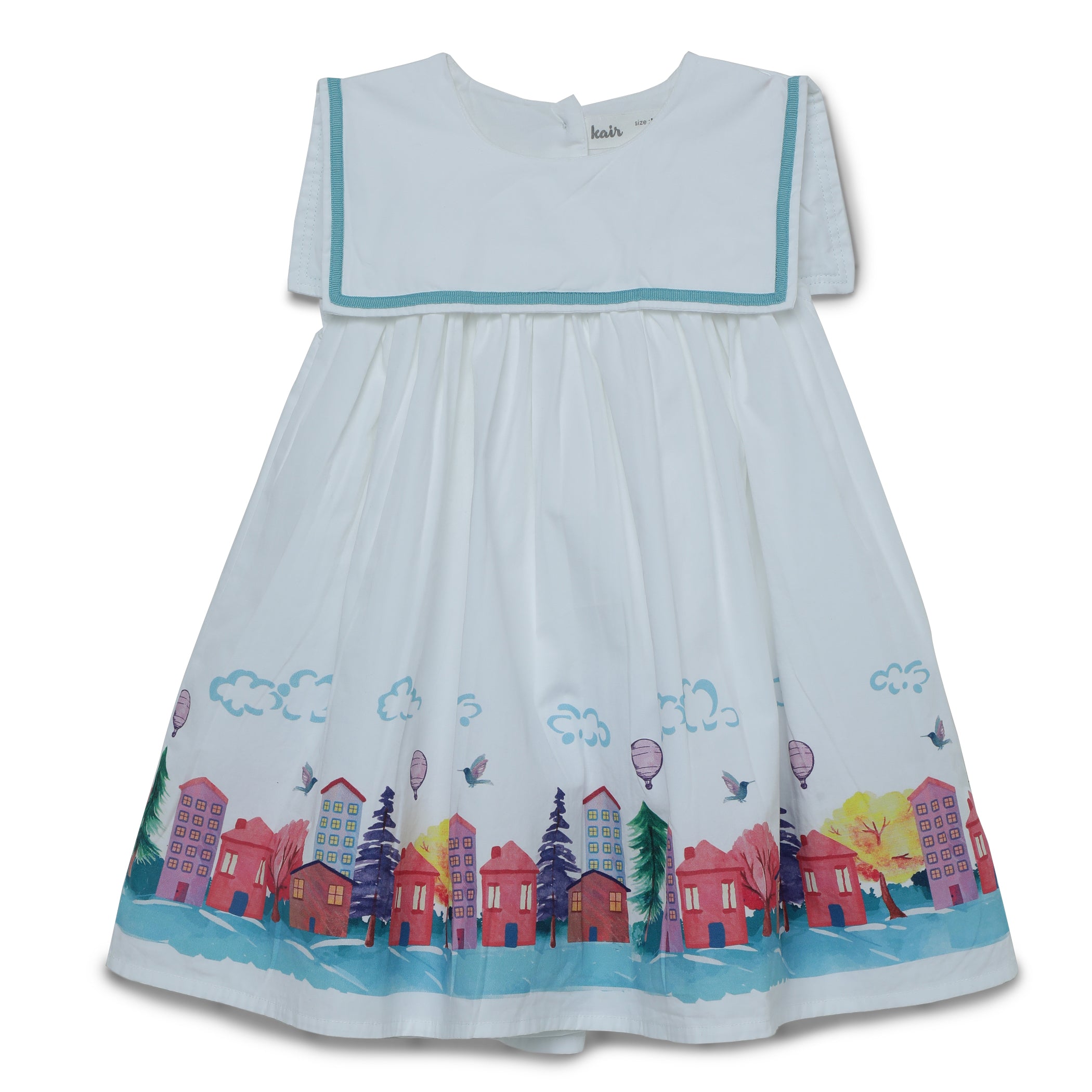 Baby Girls Decorative Neck Sleeveless Graphic Dress