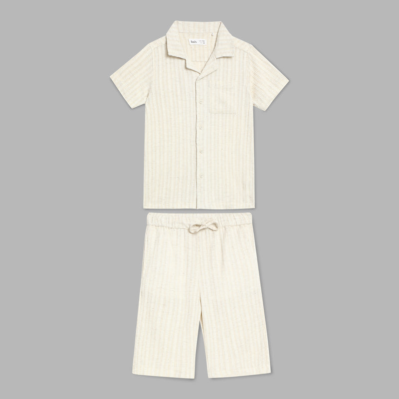 Kid Boys Safari Collar Neck Half Sleeve Shirt With Shorts(2pcs Set)