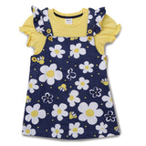 Baby Girls Pinafore Dress With Inner Puff Sleeve T-Shirt-2pcs Set