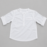 Baby Boys Grandad Collar Roll-up White Sleeve Shirt