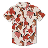 Kid Boys Safari Collar Neck Half Sleeve Printed Shirt