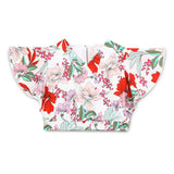 Kid Girls V Neck Flutter Sleeve Cropped Top