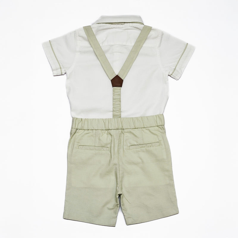 Baby Boys Shirt With Suspender Shorts and Bow Tie(3pcs set)