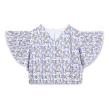 Kid Girls V Neck Flutter Sleeve Cropped Top