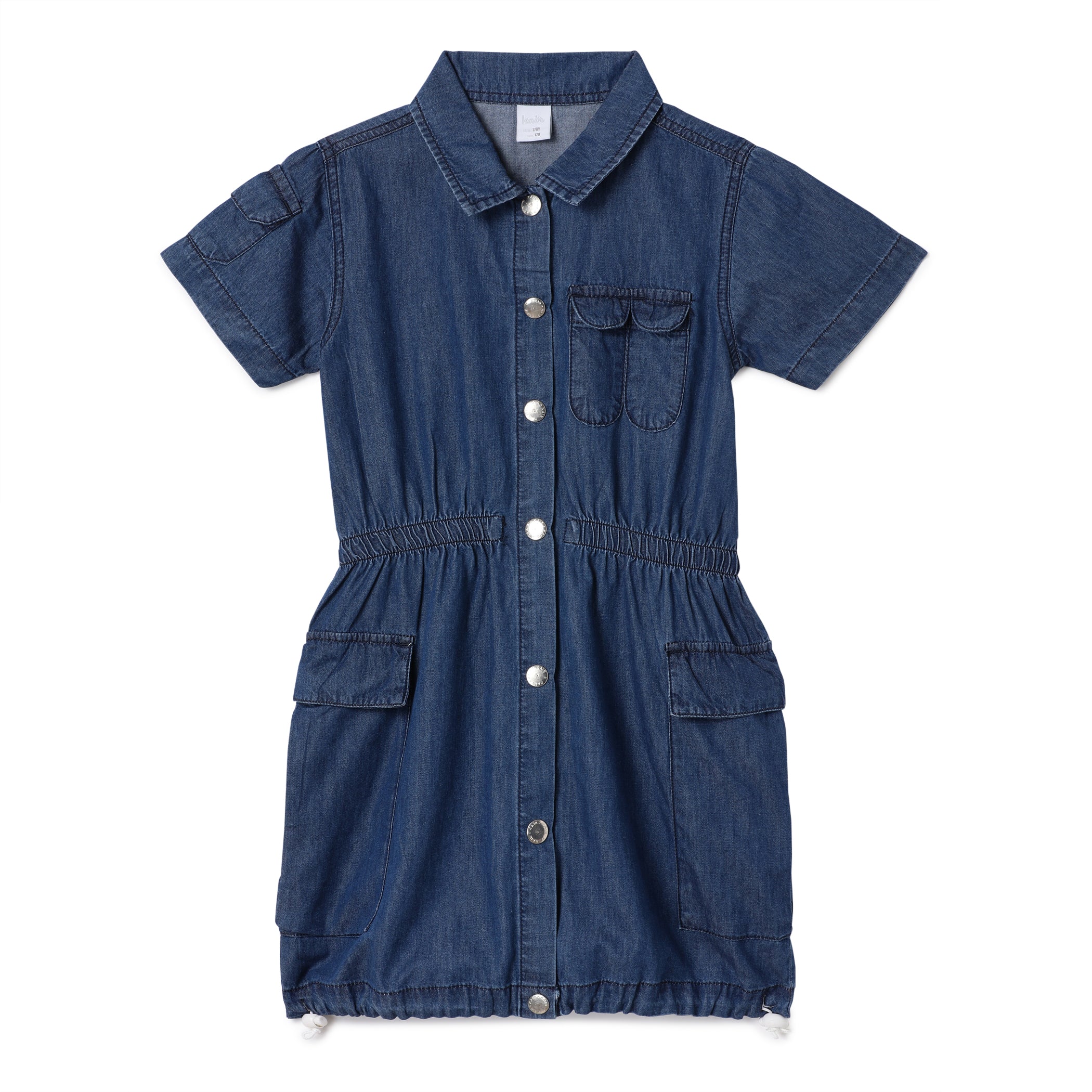Buy CREATIVE KIDS Girls Navy Half Sleeve Collared Denim Shirt Dress with  Belt at Amazon.in