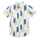 Kid Boys Collar Neck Half Sleeve Printed Shirt