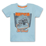 Baby Boys Round Neck Half Sleeve Blue Graphic Printed T-Shirt