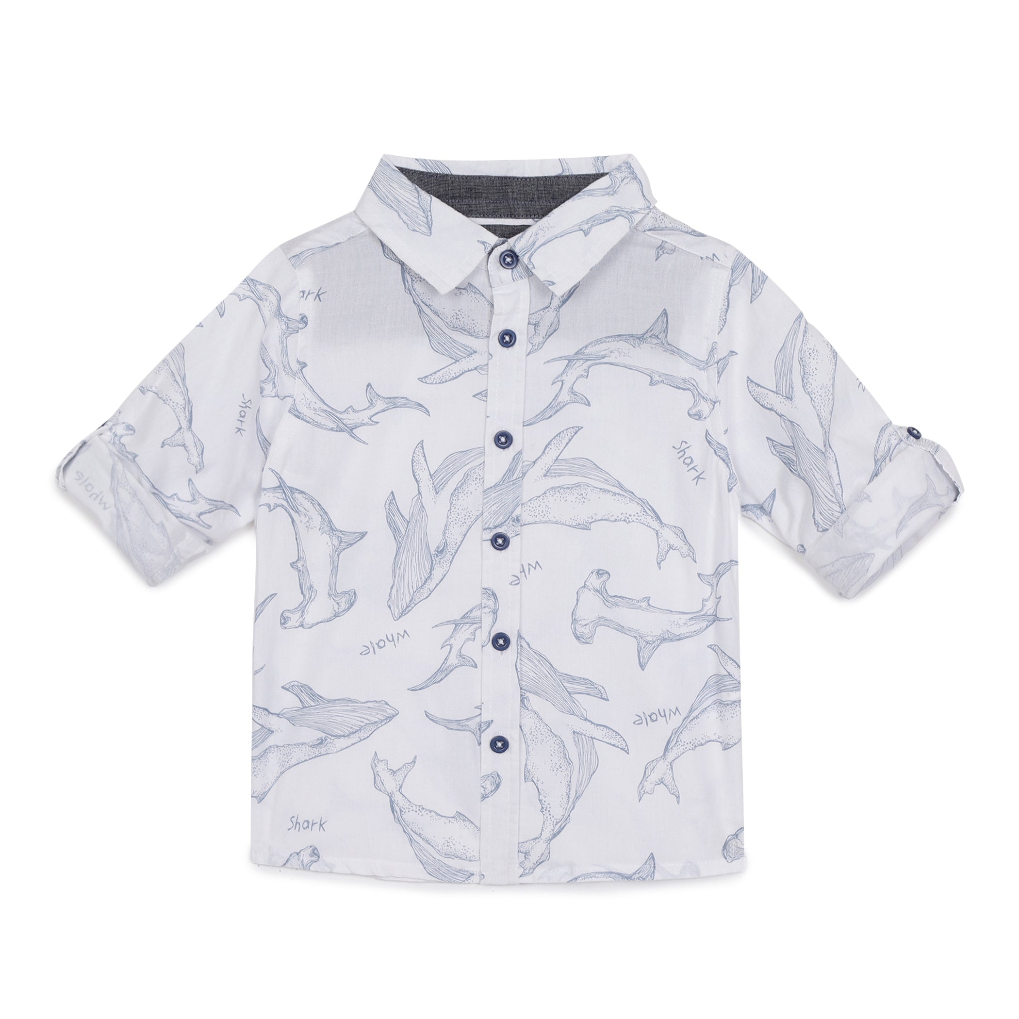 Baby Boys Collar Neck Roll up Sleeve Exclusive Shirt