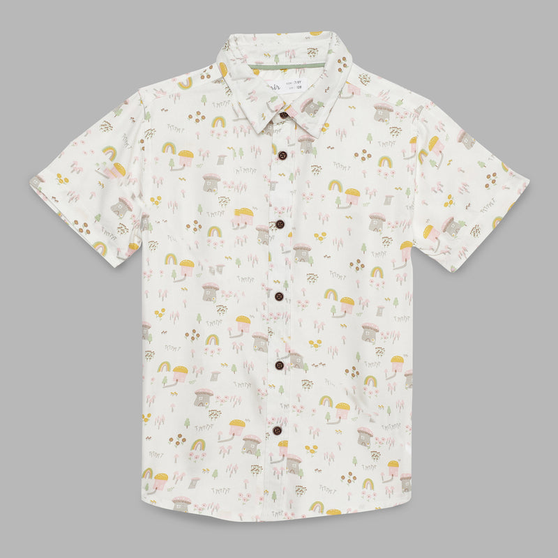 Kid Boys Collar Neck Half Sleeve Printed Shirt