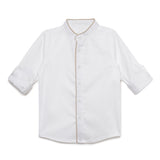 Baby Boys Grandad Neck Roll Up Sleeve White Shirt