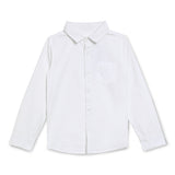 Kid Boys White Collar Neck Roll Up Sleeve Shirt