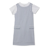 Kid Girls Sleeveless Pinafore Dress With Inner Half Sleeve T-Shirt (2Pcs Set)