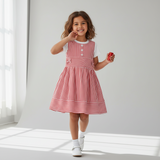 Kid Girls Sleeveless Dress With half Sleeve T-Shirt(2pcs set)