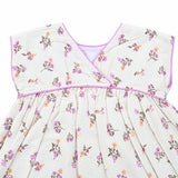 Kid Girls Floral Print Kimono Sleeve Flared Dress