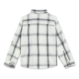 Kid Boys Collar Neck Roll Up Sleeve Checked Shirt