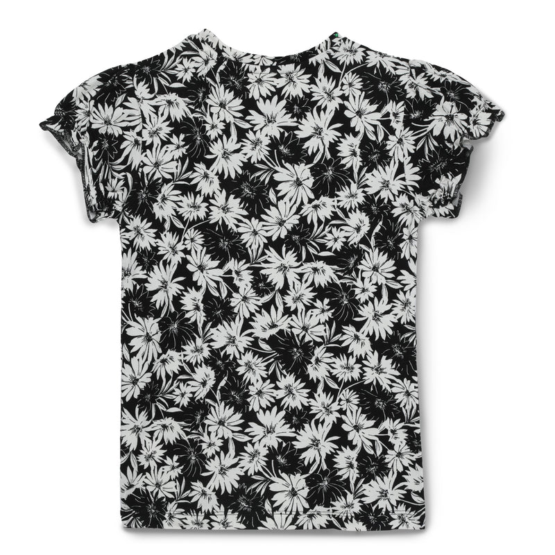 Kid Girls Round Neck Puff Sleeve Printed Top