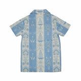 Kid Boys Safari Collar Neck Half Sleeve Blue Printed Shirt