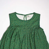 Kid Girls Round Neck Sleeveless Green Dress