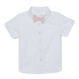 Baby Boys Shirt With Bow Tie and Suspender Shorts -3pcs set