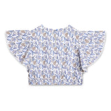 Kid Girls V Neck Flutter Sleeve Cropped Top