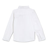 Kid Boys White Collar Neck Roll Up Sleeve Shirt