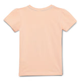 Baby Girls Round Neck Puff Sleeve Peach Graphic T-Shirt